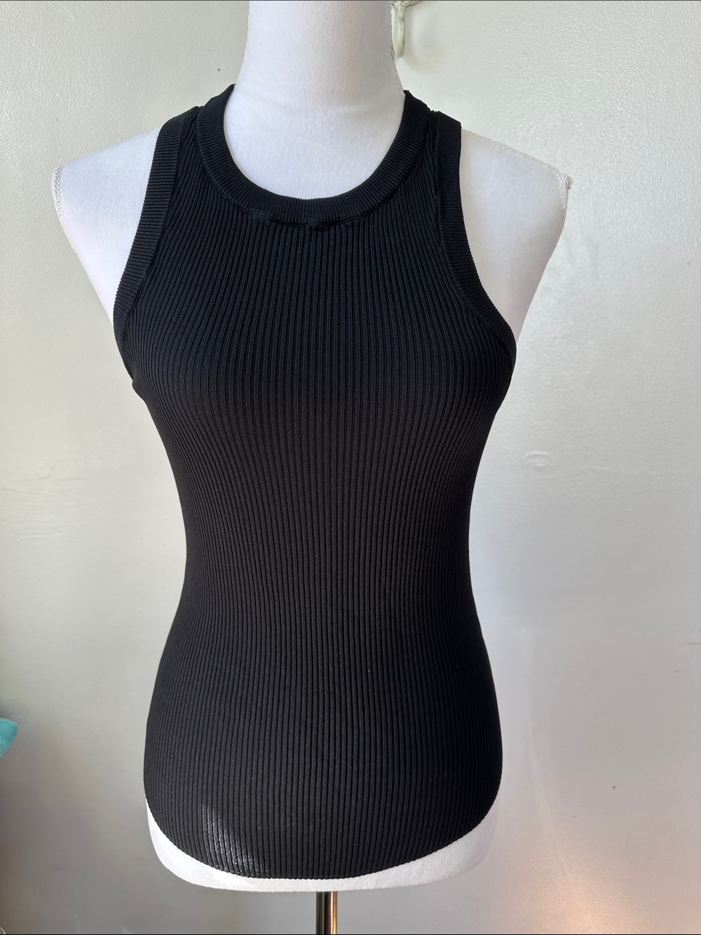 Zara Black Ribbed Tank Top - Racerback Style - Picture 2 of 3